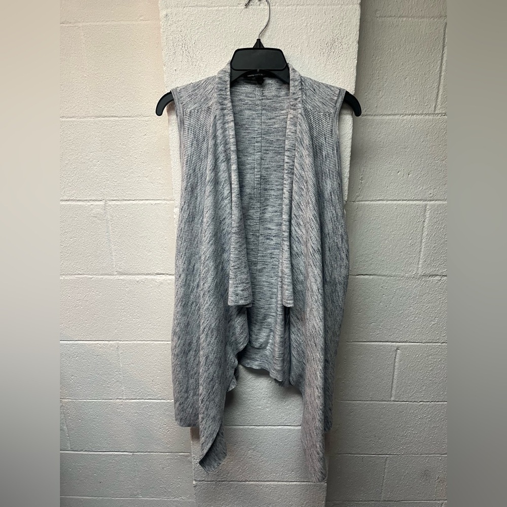 White House Black Market Gray Sleeveless Cardigan